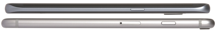 Razlika u veličini - iako oba uređaja dolaze sa 5,5-inčnim ekranom, Galaxy S7 edge je niži i uži od iPhonea 6S Plus, ali ne i tanji.
